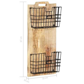 Wall-Mounted Magazine Rack - Solid Rough Mango Wood | HipoMarket