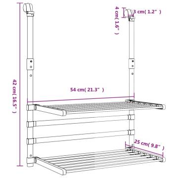 Aluminium Drying Rack for Balcony - 54x25x42 cm