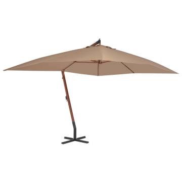 Cantilever Umbrella with Wooden Pole 400x300 cm - Taupe