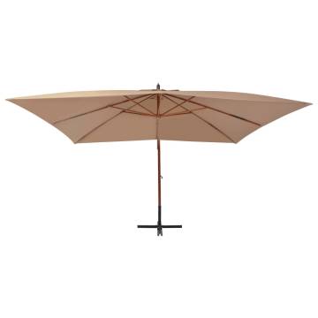 Cantilever Umbrella with Wooden Pole 400x300 cm - Taupe