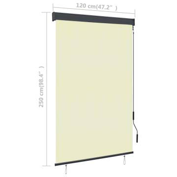 Outdoor Roller Blind 120x250 cm Cream - Privacy & Sun Protection