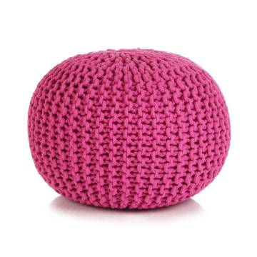 Hand-Knitted Pouffe Cotton 50x35 cm Pink | Stylish Home Decor