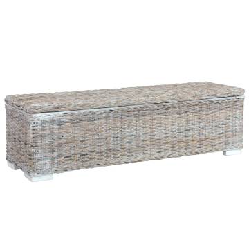 Stylish Kubu Rattan Storage Box - 120cm White & Mango Wood