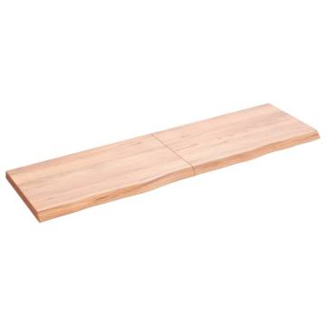 Rustic Wall Shelf - Light Brown Solid Oak Wood (140x40 cm)