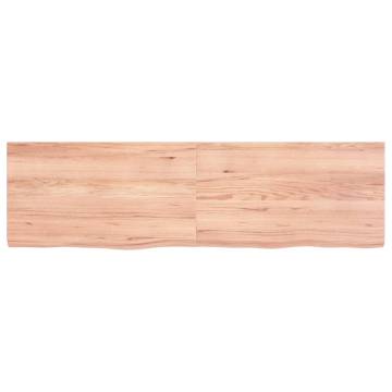 Rustic Wall Shelf - Light Brown Solid Oak Wood (140x40 cm)