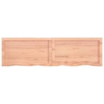 Rustic Wall Shelf - Light Brown Solid Oak Wood (140x40 cm)