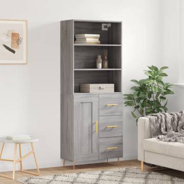 Stylish Grey Sonoma Highboard - 69.5x34x180 cm | Hipo Market