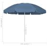 Beach Umbrella Blue 240 cm - UV Protective & Stylish