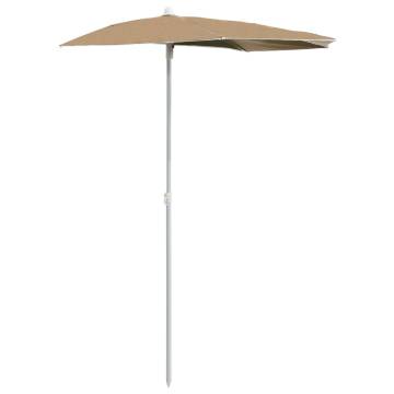 Garden Half Parasol with Pole - 180x90 cm Taupe | HipoMarket