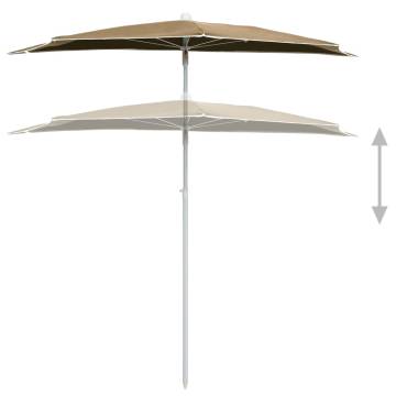 Garden Half Parasol with Pole - 180x90 cm Taupe | HipoMarket