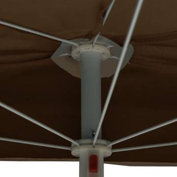 Garden Half Parasol with Pole - 180x90 cm Taupe | HipoMarket