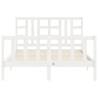 White Bed Frame with Headboard 140x190 cm - Solid Wood