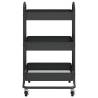 3-Tier Black Trolley - Durable Steel Storage Solution