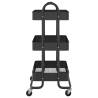 3-Tier Black Trolley - Durable Steel Storage Solution