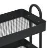 3-Tier Black Trolley - Durable Steel Storage Solution