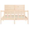 Small Double Bed Frame with Headboard - Solid Wood Design