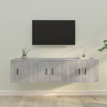 3 Piece TV Cabinet Set - Concrete Grey Engineered Wood