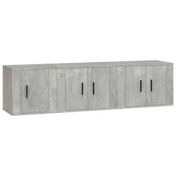 3 Piece TV Cabinet Set - Concrete Grey Engineered Wood