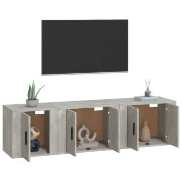 3 Piece TV Cabinet Set - Concrete Grey Engineered Wood