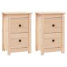 Set of 2 Solid Wood Pine Bedside Cabinets - Classic Elegance