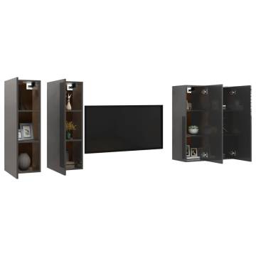 High Gloss Grey TV Cabinets Set - 4 pcs | HipoMarket UK