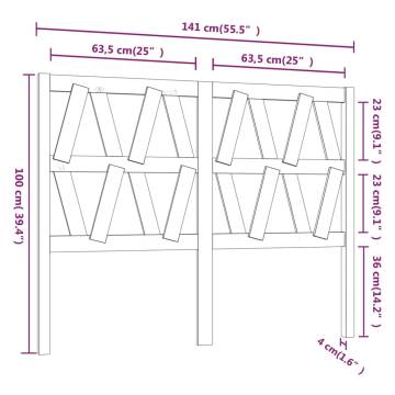 Black Pine Bed Headboard - 141x4x100 cm | Stylish Design