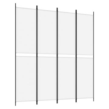 4-Panel Room Divider White 200x220 cm - Privacy Screen