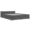 Stylish Grey Bed Frame with Drawers - 150x200 cm King Size