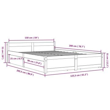 Stylish Grey Bed Frame with Drawers - 150x200 cm King Size