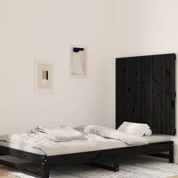 Wall Headboard Black - Solid Pine Wood - 95.5x3x90 cm