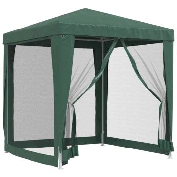 Green Party Tent 2x2m with Mesh Sidewalls - Ideal for Events
