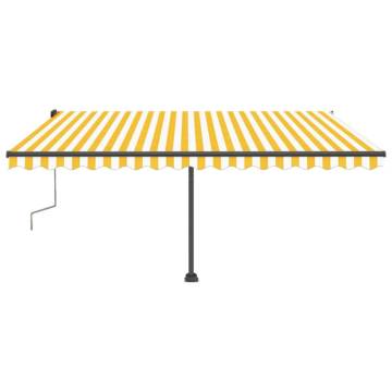 Manual Retractable Awning with LED - Yellow & White 450x300 cm