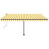 Manual Retractable Awning with LED - Yellow & White 450x300 cm