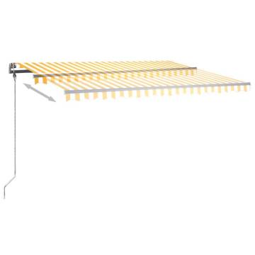 Manual Retractable Awning with LED - Yellow & White 450x300 cm