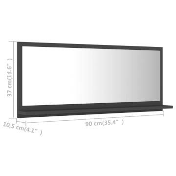 Stylish Grey Bathroom Mirror - Engineered Wood 90x10.5x37 cm