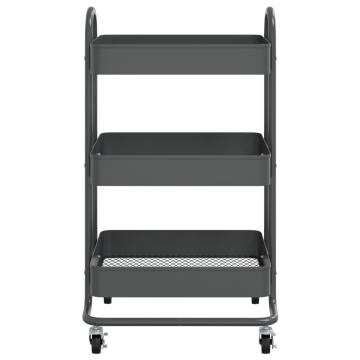 3-Tier Anthracite Steel Trolley - Versatile Storage Solution