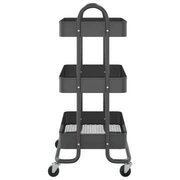 3-Tier Anthracite Steel Trolley - Versatile Storage Solution