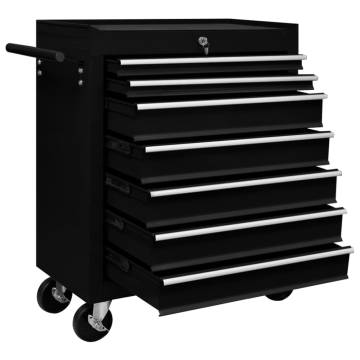 Workshop Tool Trolley with 7 Drawers - Black Storage Solution