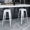 White Steel Bar Stools - 2 Piece Set for Modern Decor