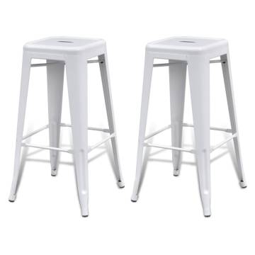 White Steel Bar Stools - 2 Piece Set for Modern Decor