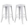 White Steel Bar Stools - 2 Piece Set for Modern Decor