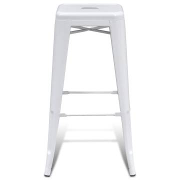 White Steel Bar Stools - 2 Piece Set for Modern Decor