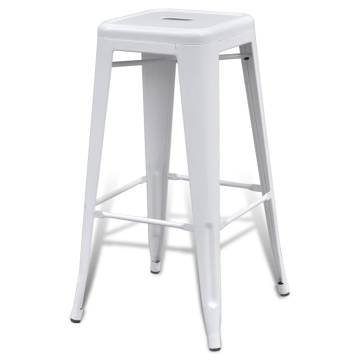 White Steel Bar Stools - 2 Piece Set for Modern Decor