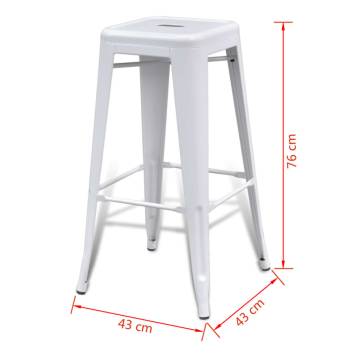 White Steel Bar Stools - 2 Piece Set for Modern Decor