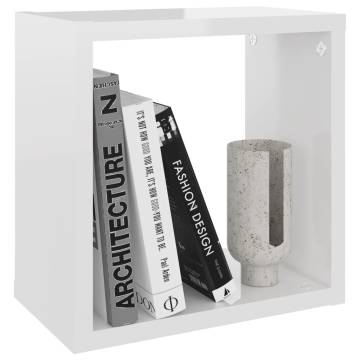 Wall Cube Shelves Set - High Gloss White, 4 pcs | Hipomarket UK