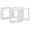 Wall Cube Shelves Set - High Gloss White, 4 pcs | Hipomarket UK