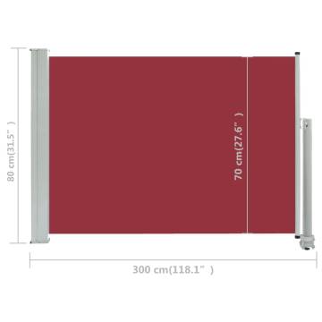 Patio Retractable Side Awning 80x300 cm - Red | HipoMarket