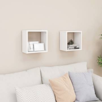 Wall Cube Shelves - 2 pcs White - Stylish & Durable Design