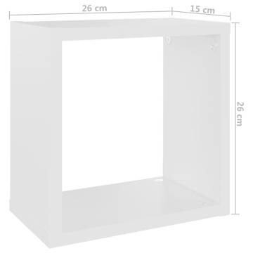 Wall Cube Shelves - 2 pcs White - Stylish & Durable Design