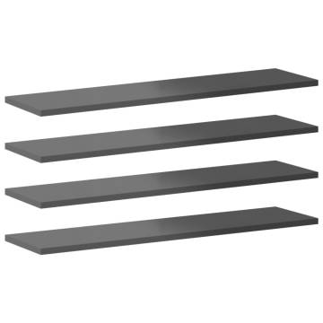 Bookshelf Boards 8 pcs High Gloss Grey | Engineered Wood